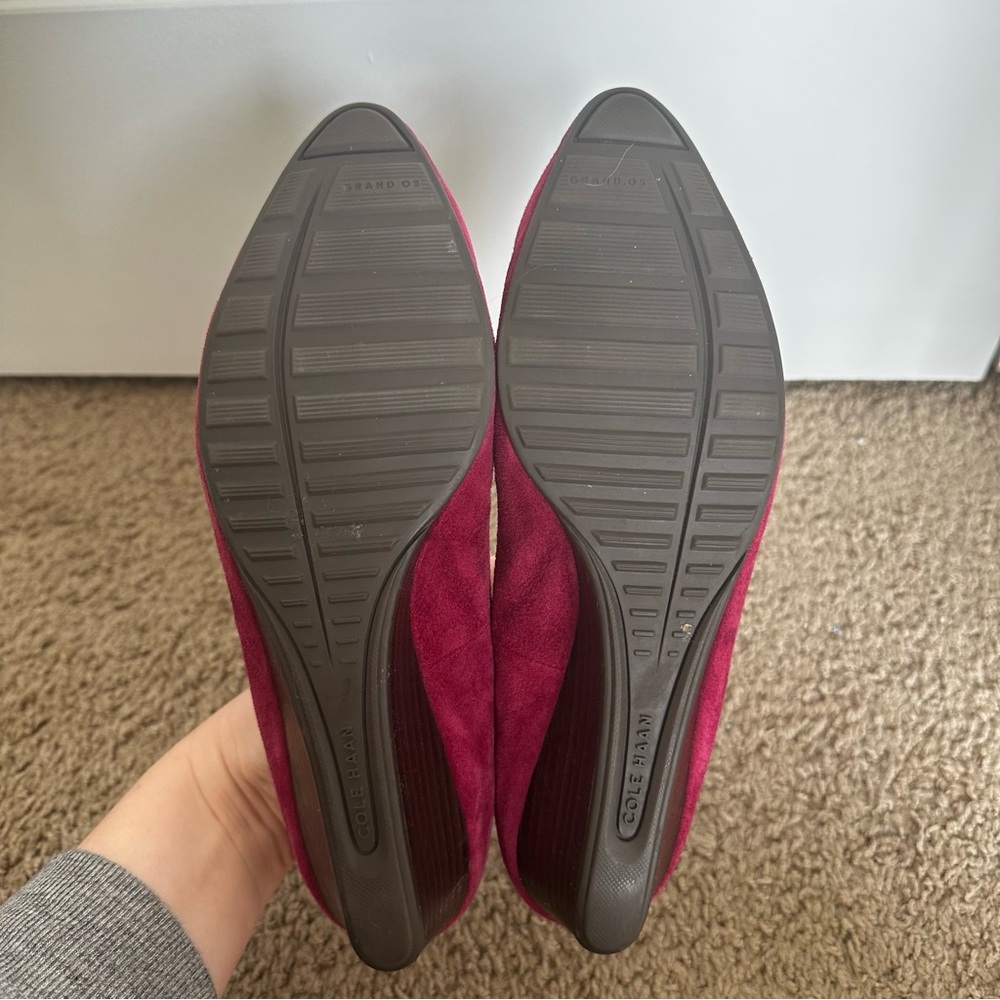 Cole Haan Kathryn Magenta Purple Suede Wedges - Picture 7 of 11